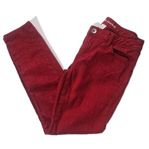 Banana Republic Jeans Womens 27 Red Skinny‎ Jacquard Textured Stretch Pants